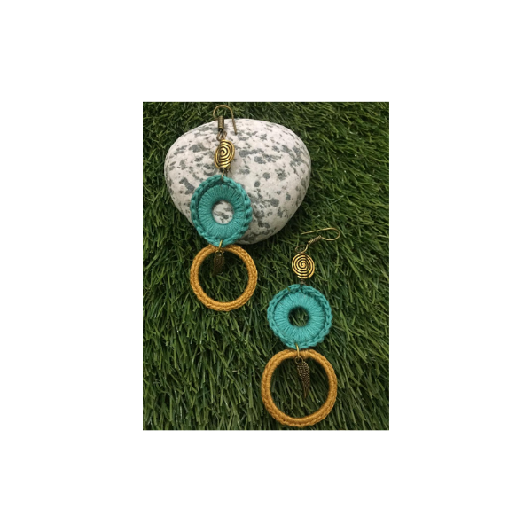 crochet thread and metal earrings